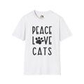 Peace Love Cats Unisex Softstyle T-Shirt, Pet Lover Gift, Dog Parent Clothing, Casual Wear, Animal Lover Shirt, Funny Dog Apparel