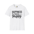 Happiness Is A Warm Puppy Unisex Softstyle T-Shirt, Pet Lover Gift, Dog Parent Clothing, Casual Wear, Animal Lover Shirt, Funny Dog Apparel