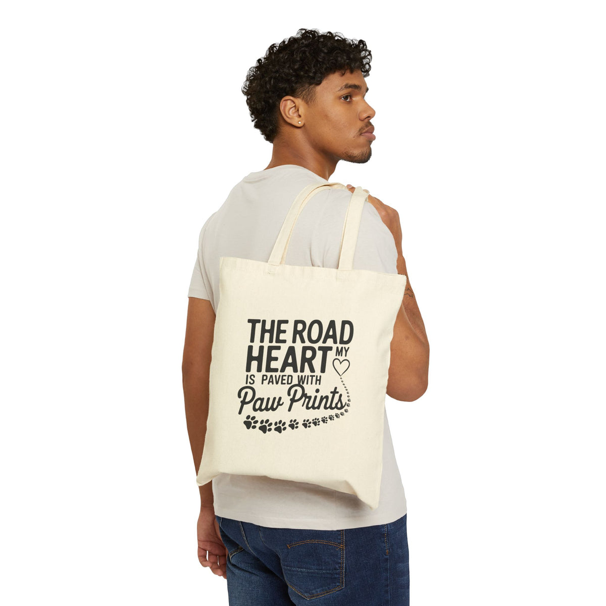 My Heart Is Paved With Paw Prints Canvas Tote Bag