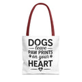 Dog's Leave Paw Prints On Your Heart Tote Bag - Perfect for Dog Lovers, Pet Owners, Dog Gifts, Shopping, Beach Bag, Everyday Use