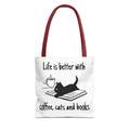 Life is Better With Coffee, Cats, and Books Tote Bag - Perfect for Dog Lovers, Pet Owners, Dog Gifts, Shopping, Beach Bag, Everyday Use
