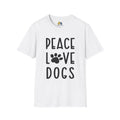 Peace Love Dogs Unisex Softstyle T-Shirt, Pet Lover Gift, Dog Parent Clothing, Casual Wear, Animal Lover Shirt, Funny Dog Apparel