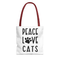 Peace Love Cats Tote Bag - Perfect for Dog Lovers, Pet Owners, Dog Gifts, Shopping, Beach Bag, Everyday Use